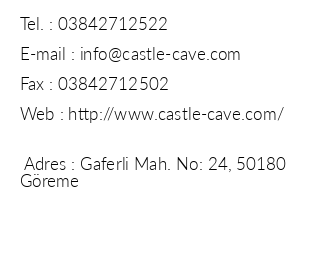 Castle Cave House iletiim bilgileri